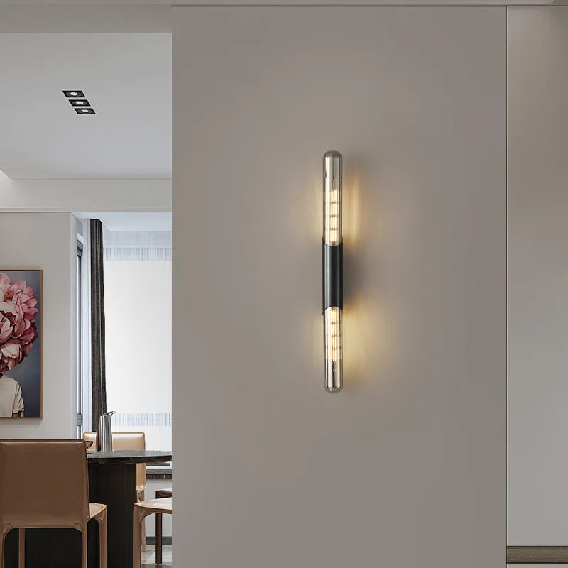 applique murale minimaliste en laiton et cuivre avec ampoule incluse - vue 4 sur 8