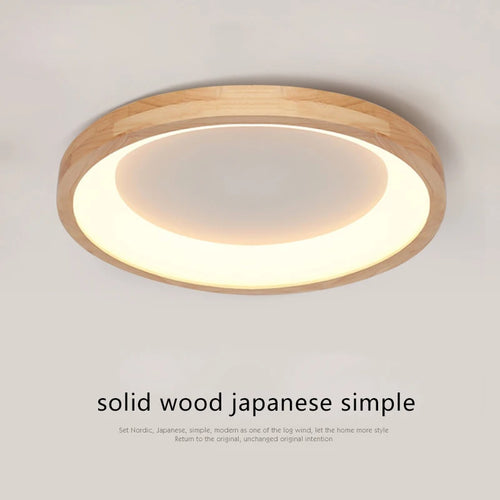 lampes de plafond en bois massif led simple japonais - vue 5 sur 9