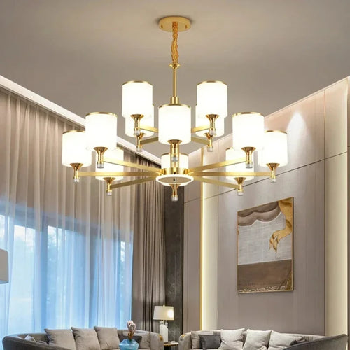 suspension moderne en verre doré et noir pour intérieur élégant - vue 4 sur 17