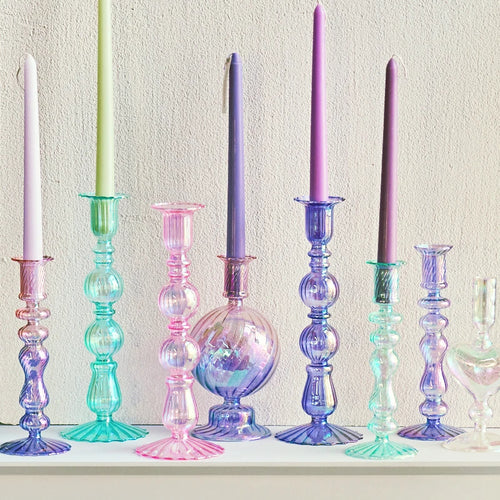 bougeoirs rétro coniques haut en verre pour décoration - vue 2 sur 32