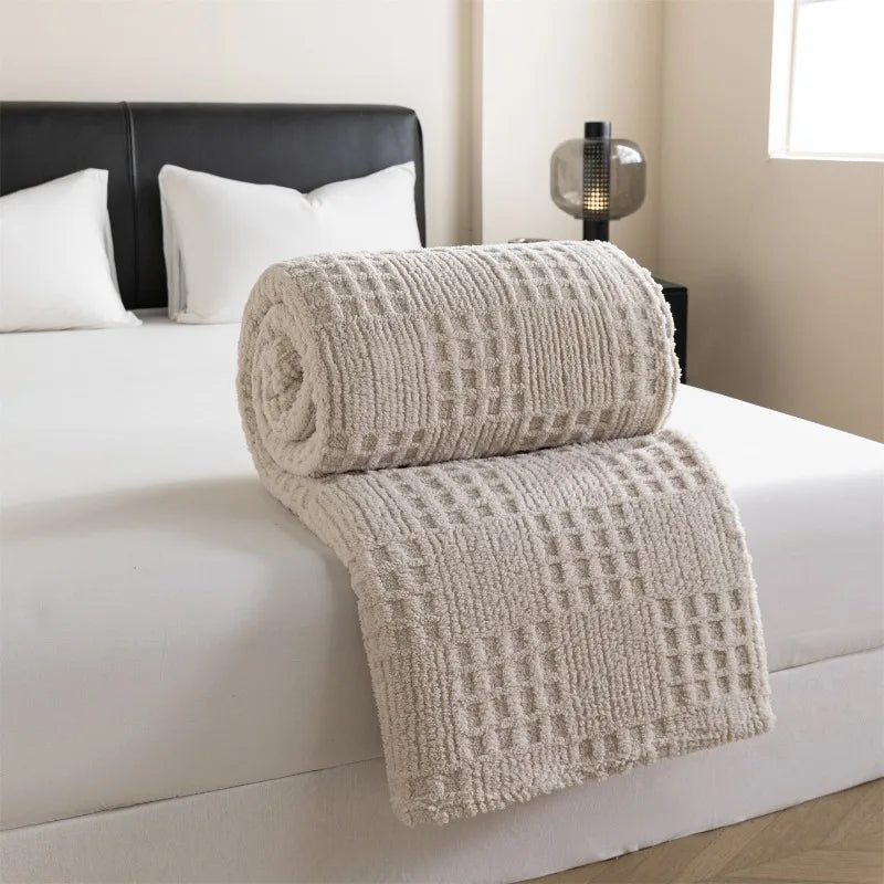 plaid gaufré jacquard velours polyester multifonction salon chambre