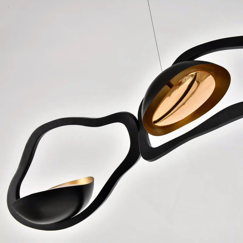 Lustre design noir et cuivré moderne - vue 6 sur 9
