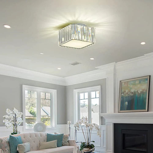 Moderne Simple Cristal Lampe Carrée Plafond Lustre De Luxe Plafonniers Salon Chambre Décorative Led Éclairage Intérieur - vue 6 sur 6