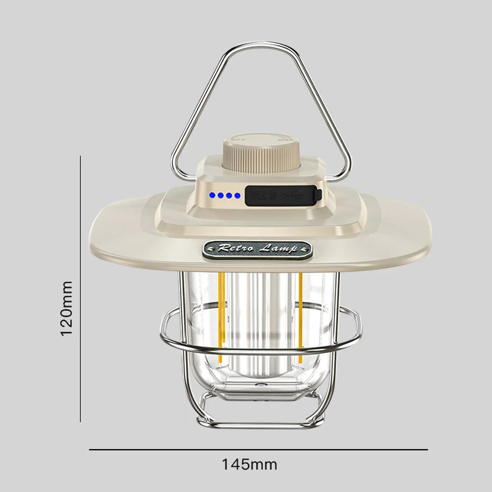 lampe de camping led rétro suspendue étanche avec batterie rechargeable - vue 6 sur 12