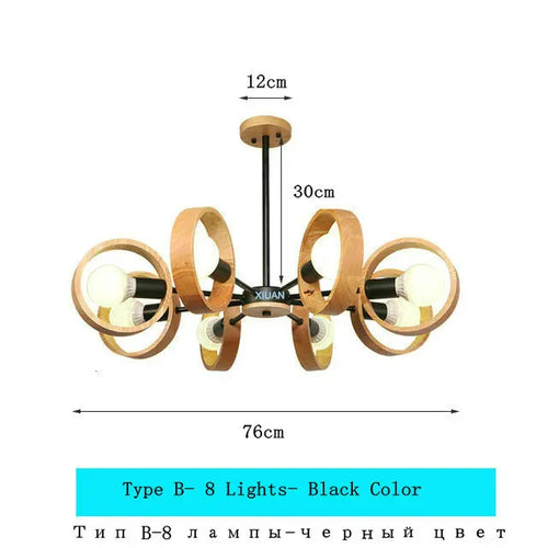 lustre scandinave minimaliste rotation 360 degrés luminaires suspendus bois créatifs - vue 17 sur 22