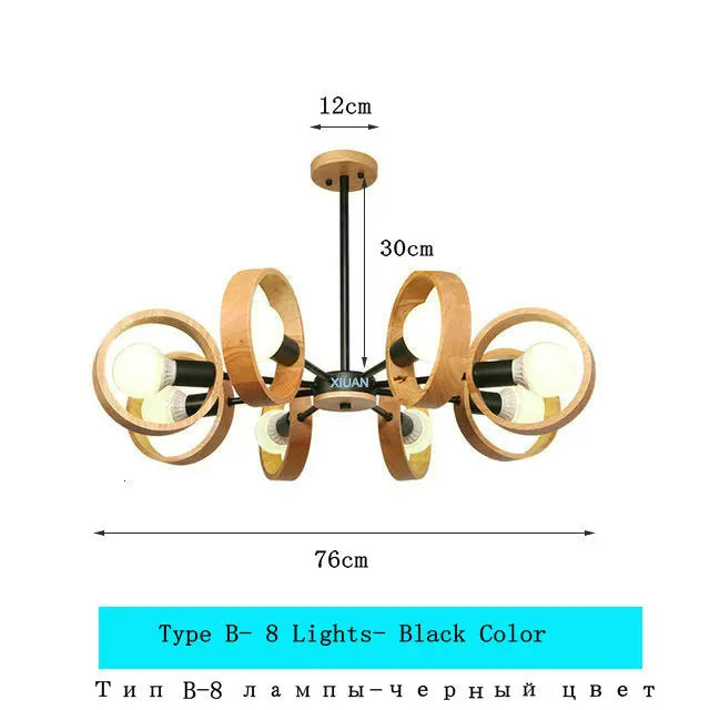 lustre scandinave minimaliste rotation 360 degrés luminaires suspendus bois créatifs - vue 17 sur 22