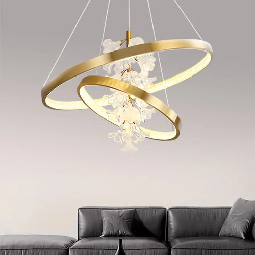 lustre moderne en verre en forme de fleur pour éclairage intérieur - vue 2 sur 17