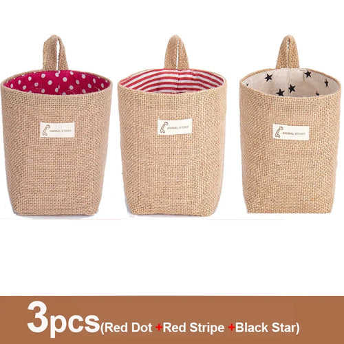 lot de 3 paniers suspendus en toile de jute pour rangement décoratif - vue 13 sur 13