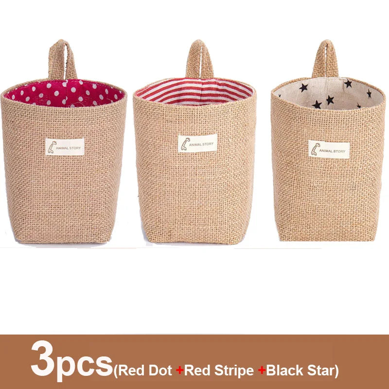 lot de 3 paniers suspendus en toile de jute pour rangement décoratif - vue 13 sur 13