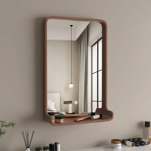 miroir nordique en bois massif pour salle de bain suspendu - vue 3 sur 12