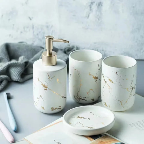 bouteilles en céramique pour savon shampooing et gel douche - vue 10 sur 14
