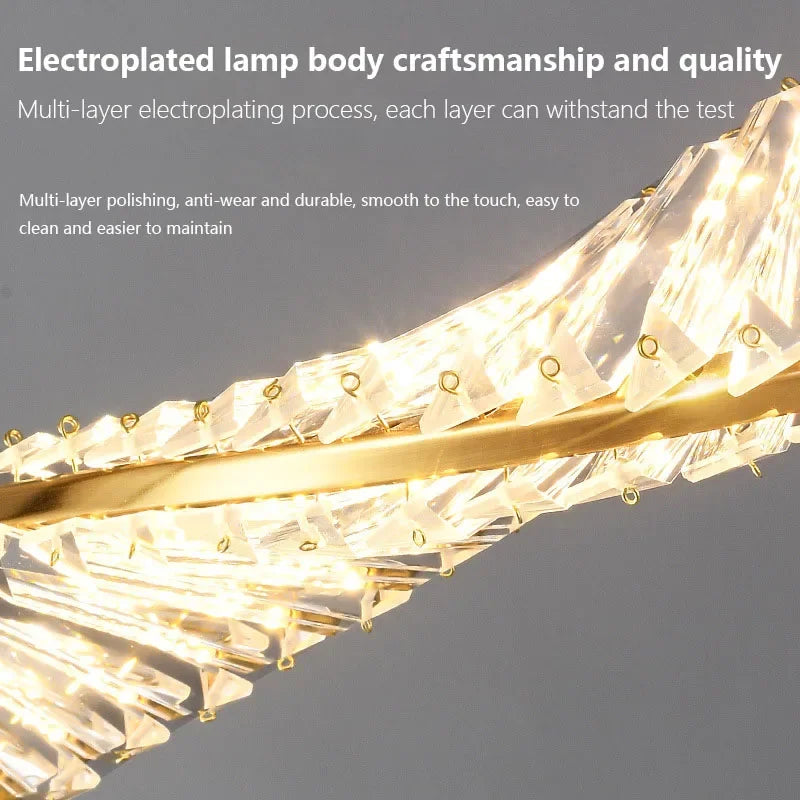 suspension en cristal design moderne led décorative - vue 3 sur 9
