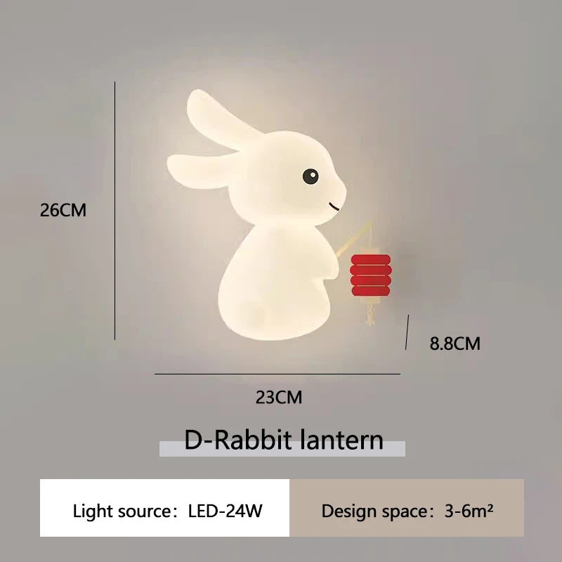 Applique murale de lapin mignon LED lampe de chambre d'enfant moderne Simple chaud chambre de bébé pépinière petite fille garçon chambre chevet appliques murales - vue 10 sur 12