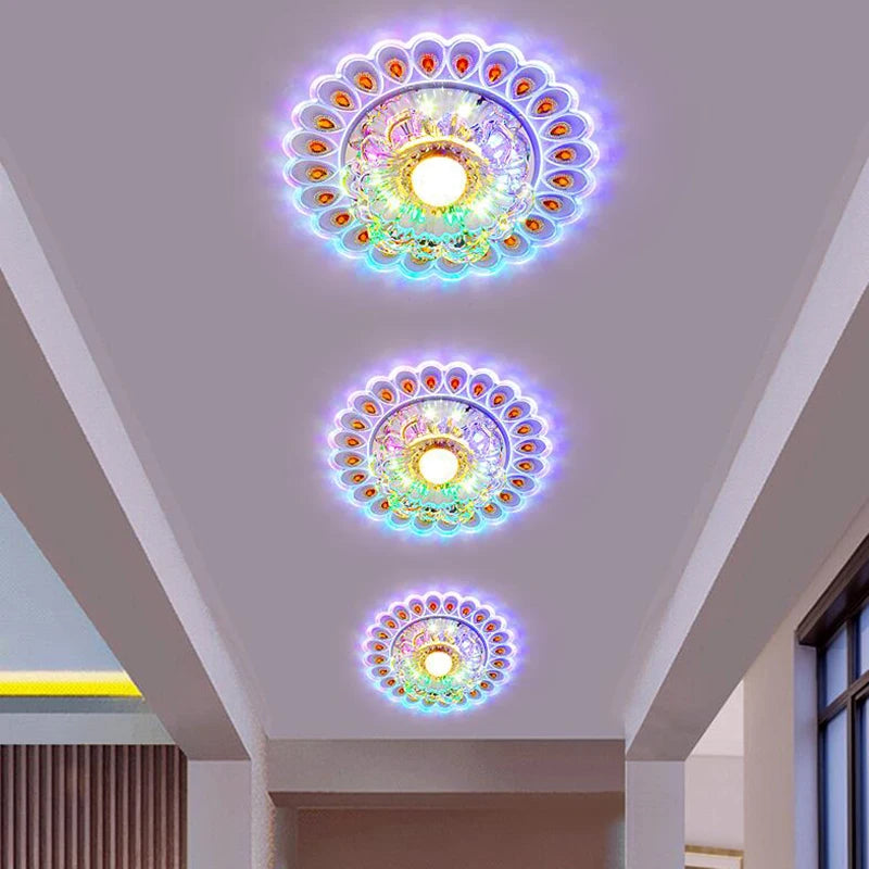 Moderne Cristal Verre LED Plafonnier Spot Couloir Couloir Allée Porche Plafond Encastré Décor À La Maison Luminaire - vue 3 sur 11
