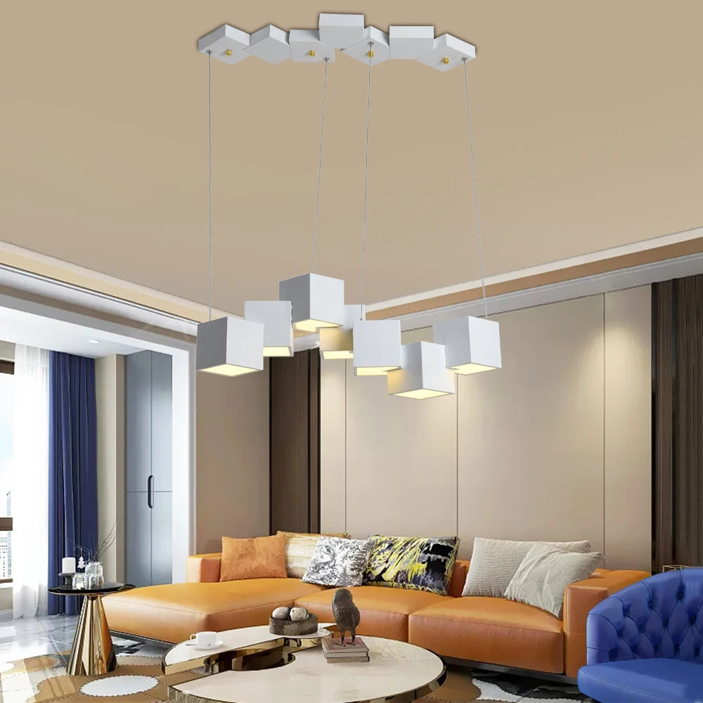 suspension led créative luminaire cube pour intérieur - vue 3 sur 10