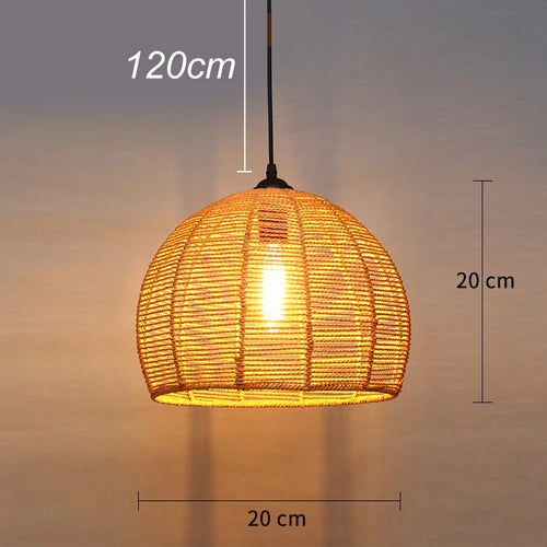 suspension en sisal vintage avec éclairage créatif et tissage élégant - vue 10 sur 10