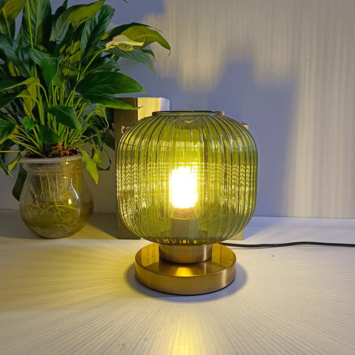 Lampes de table en verre de citrouille nordique étude chambre chevet décor lampe de bureau salon moderne blanc bleu ambre gris fumé Lumi - vue 3 sur 14