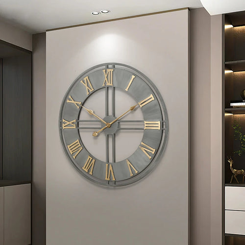 horloge murale moderne 3D rétro avec chiffres romains en métal silencieuse - vue 5 sur 8