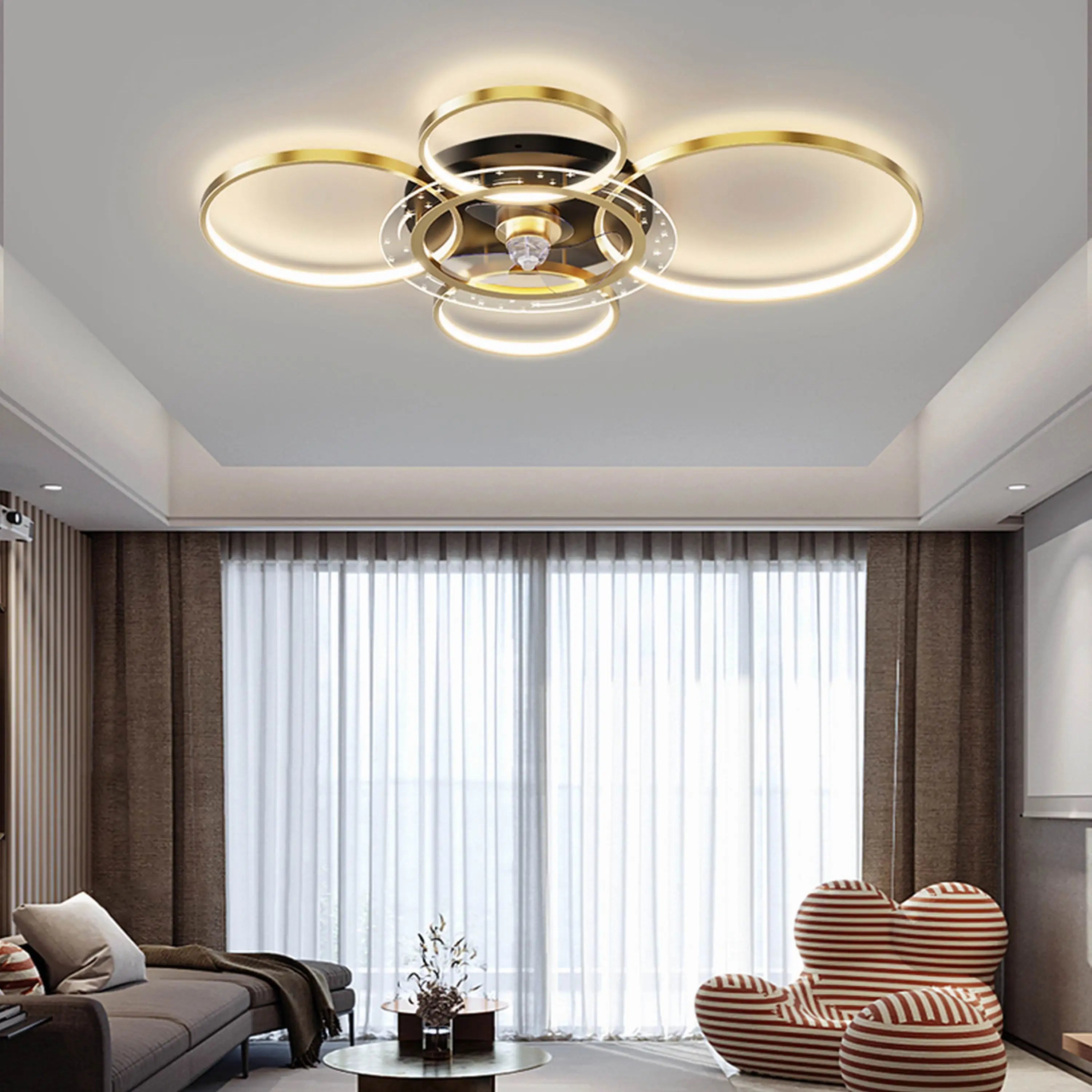 Plafonnier design avec des cercles à LED - vue 5 sur 7