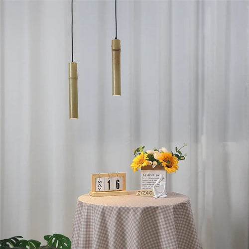 suspension en bambou style minimaliste chinois led - vue 4 sur 7