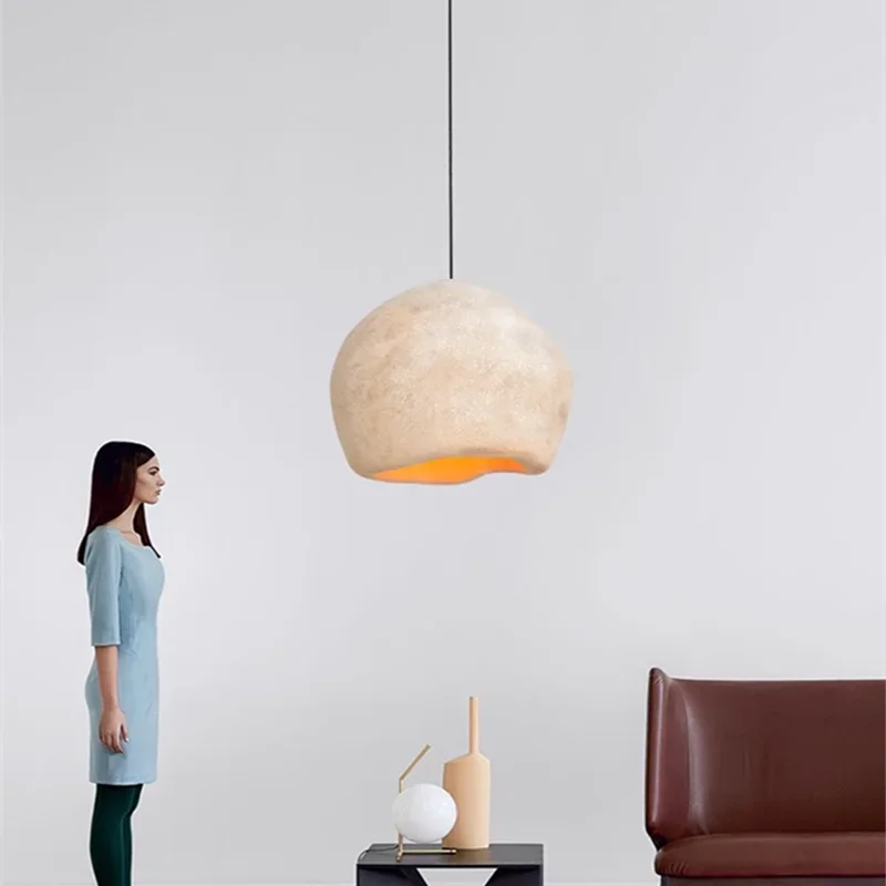 Nordic Wabi Sabi E27 Led Chandelier Dining Room Led Pendant Lights Lustre Bar Suspend Lamp Home Decor Loft Hanging Light Fixture - vue 5 sur 8