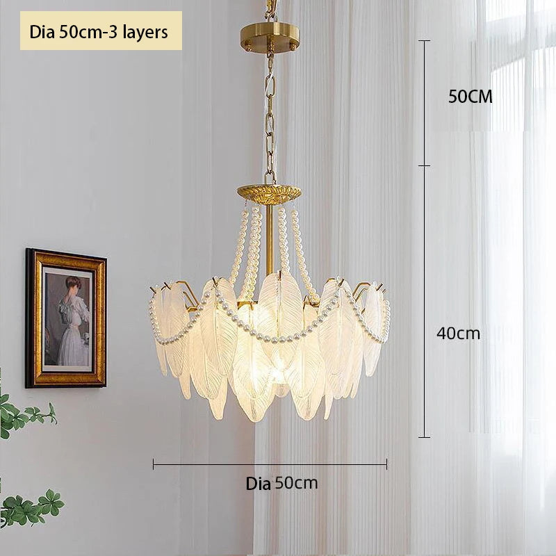 plafonnier de luxe en verre et plumes pour un éclairage décoratif intérieur - vue 10 sur 11