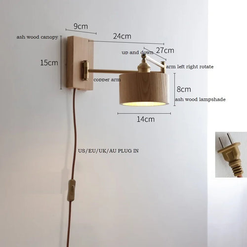 Applique murale LED en bois de frêne et de noyer - vue 17 sur 23