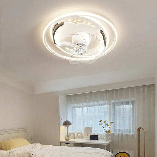 plafonnier moderne nordique avec ventilateur intégré silencieux - vue 2 sur 10