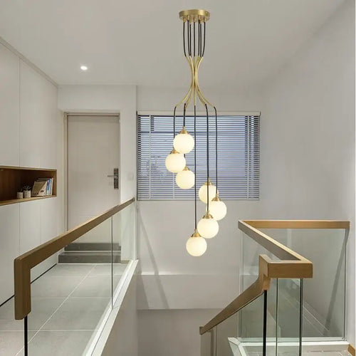 lustre à led art déco en cuivre pour éclairage élégant - vue 3 sur 8