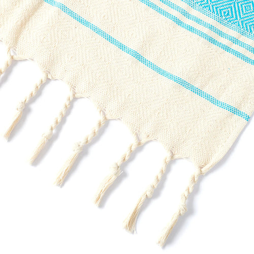 Serviette de plage coton jacquard losanges seche rapide - vue 6 sur 6