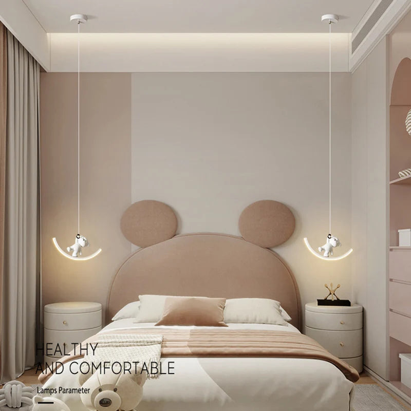 suspension led enfant motif dauphin et ours - vue 4 sur 9