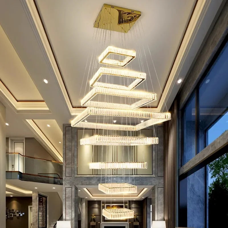 2024 New Modern Home Decoration Crystal Chandelier, Stair Pendant Lamp, Living Room Pendant Lights, Interior Lighting - vue 4 sur 8