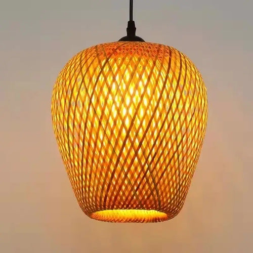 Suspension Bambou rotin lumière lampara Techo bambou paille lustre lumière décoration de la maison Art déco plafond suspension lustre - vue 2 sur 18
