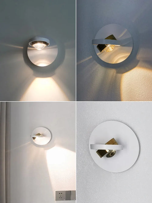 Rotatif 	 moderne applique murale LED lampes noir blanc salon TV fond applique allée lumières projecteur éclairage intérieur décor à la maison - vue 6 sur 16