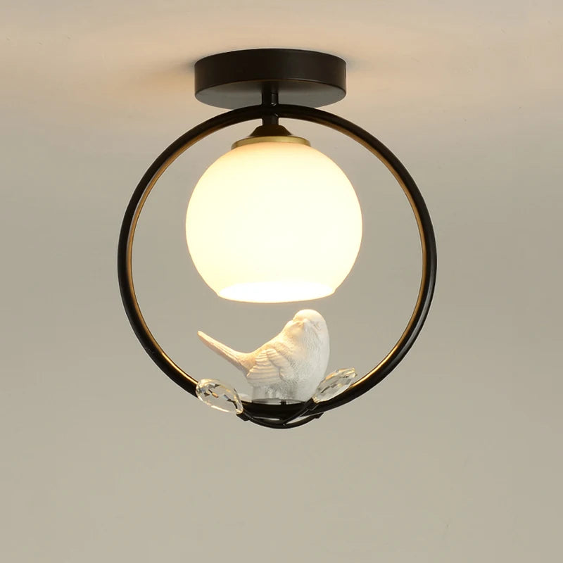 plafonnier nordique créatif avec motif d'oiseau pour balcon - vue 1 sur 10