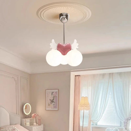 lustre romantique pour chambre d'enfant décor princesse en verre - vue 2 sur 8
