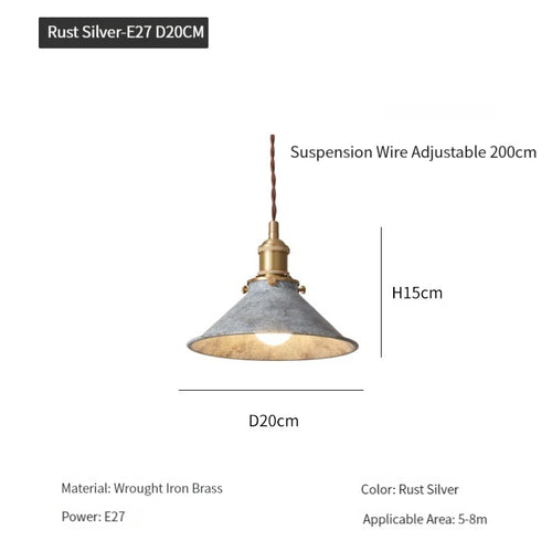 suspension loft luminaire vintage industriel avec abat-jour en métal - vue 11 sur 12