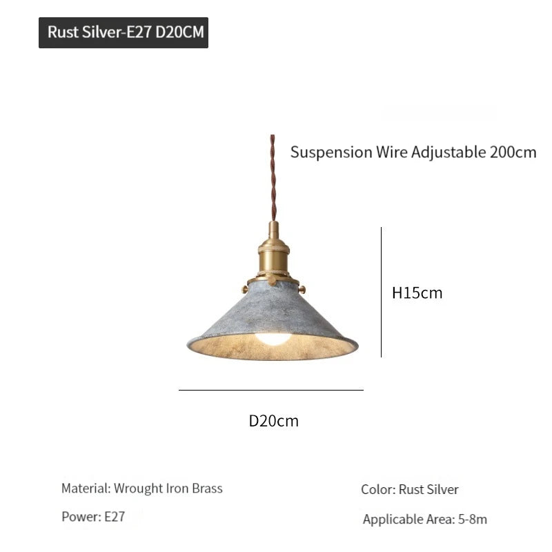 suspension loft luminaire vintage industriel avec abat-jour en métal - vue 11 sur 12
