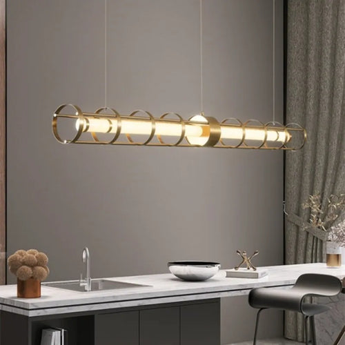lustre moderne en acier inoxydable avec led et acrylique creux - vue 3 sur 7