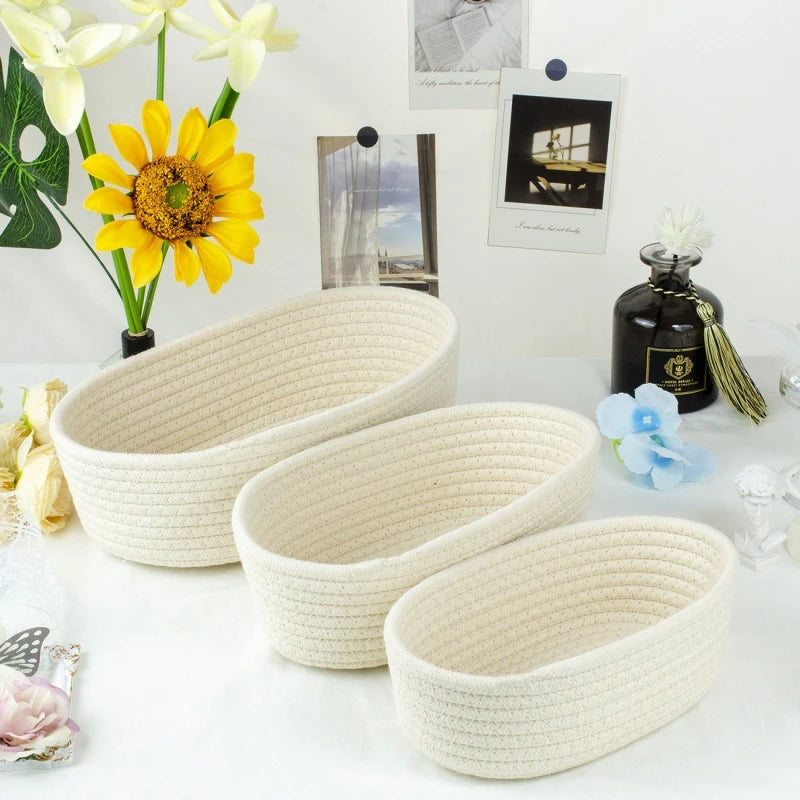 paniers de rangement en corde de coton nordique pour organisation - vue 8 sur 8