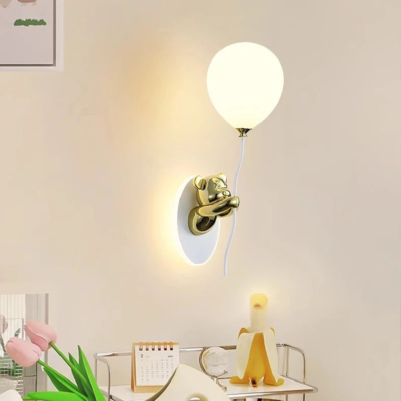 applique murale ours doré en verre lampe LED décoration chambre enfant - vue 5 sur 16