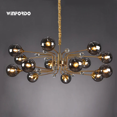 lustre led moderne 10 globes - vue 2 sur 18