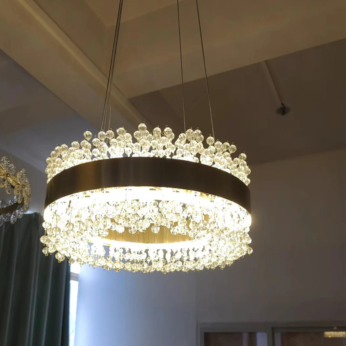 lustre led en cristal moderne hauteur réglable décoration maison - vue 2 sur 12