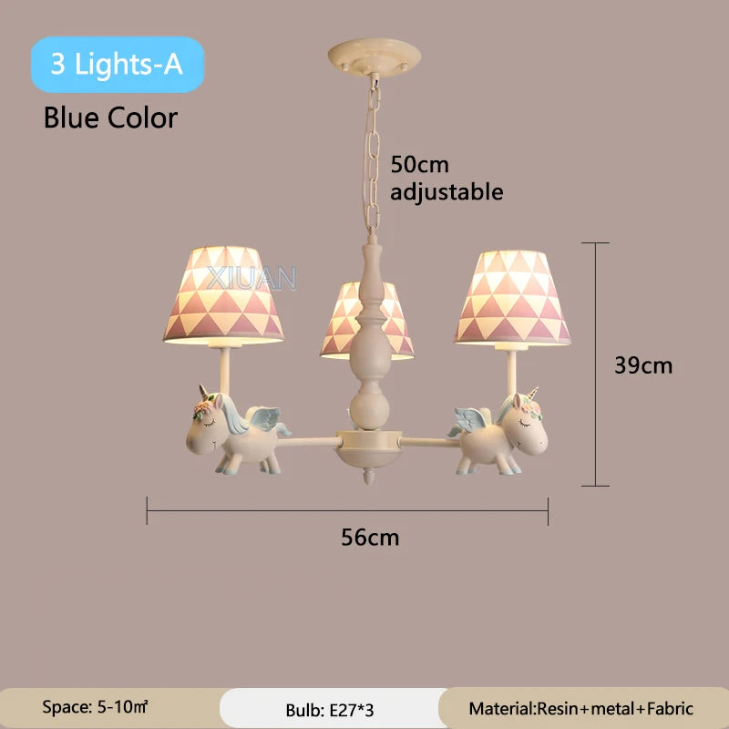 lustre licorne dessin animé pour chambre d'enfant suspendu - vue 15 sur 24