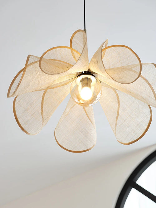 lustre wabi sabi japonais en tissu français moderne - vue 6 sur 9