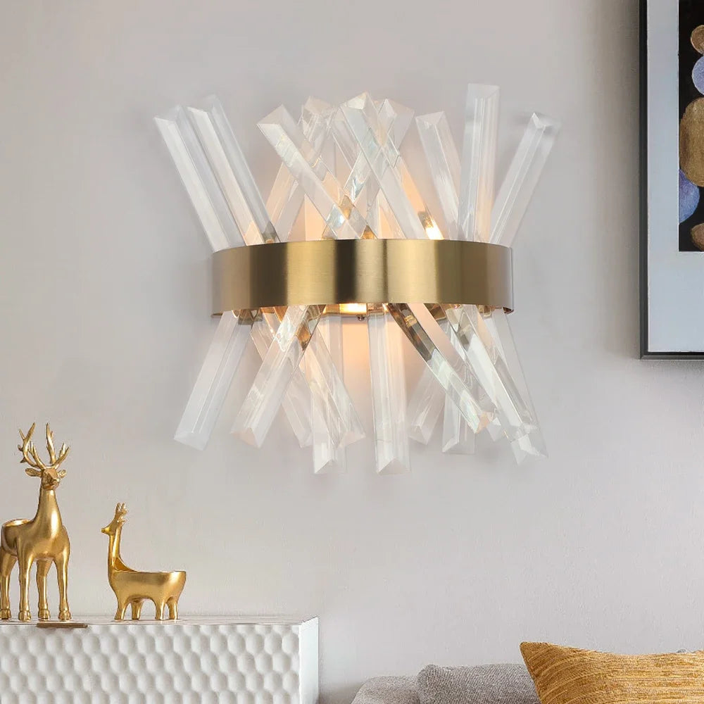 applique murale en cristal doré pour intérieur moderne - vue 4 sur 6
