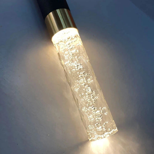suspension led double sources de lumière en cristal nordique - vue 3 sur 11