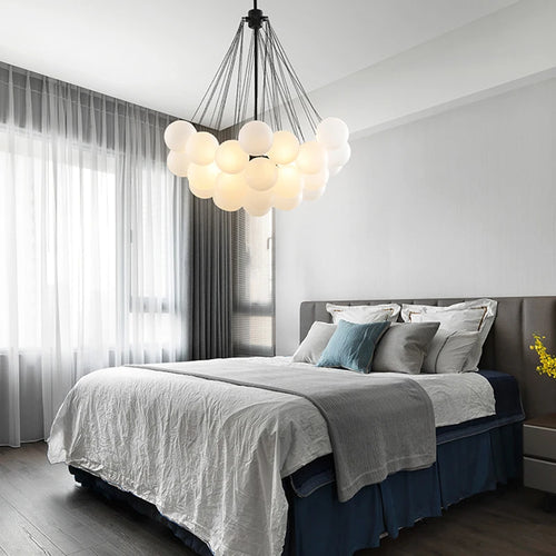 lustre moderne en verre avec boules led pour décoration - vue 10 sur 10