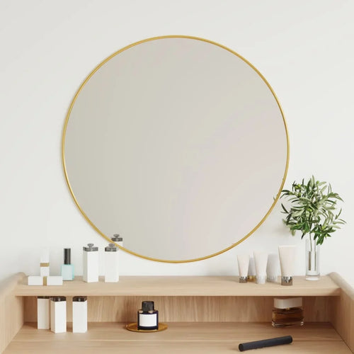 miroir mural rond doré pour décoration intérieure moderne - vue 2 sur 7