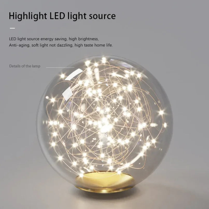 lustre moderne boule de verre éclairage de décoration suspendu - vue 5 sur 12